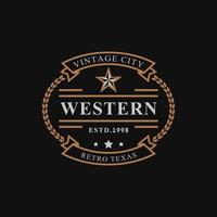 distintivo retrò vintage per elemento modello di design del logo del texas con emblema del paese occidentale vettore
