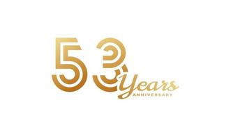 Celebrazione dell'anniversario di 53 anni con colore dorato della scrittura a mano per eventi celebrativi, matrimoni, biglietti di auguri e inviti isolati su sfondo bianco vettore