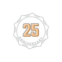 Distintivo di vettore di celebrazione dell'anniversario di 25 anni. il saluto di buon anniversario celebra l'illustrazione di progettazione del modello