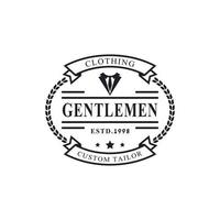 distintivo retrò vintage per abbigliamento abbigliamento gentiluomo e simbolo dell'emblema del logo maschile vettore