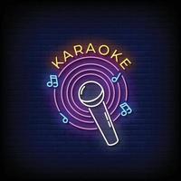 vettore del testo di stile delle insegne al neon di karaoke