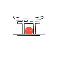 modello logo torii gate dal design giapponese in stile monoline vettore