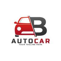 lettera b con vettore di manutenzione auto. concept design del logo automobilistico del veicolo sportivo.