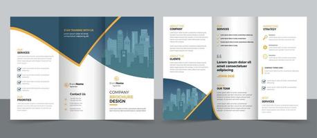 modello di progettazione di brochure a tre ante per la tua azienda, azienda, affari, pubblicità, marketing, agenzia e attività su Internet. vettore
