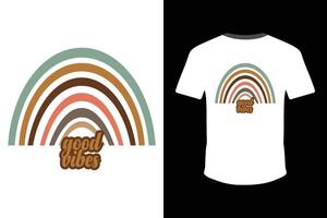 good vibes rainbow t-shirt design tempate per la stampa, poster vettoriale