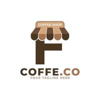Tempo del caffè. illustrazione vettoriale moderna del logo della caffetteria della lettera iniziale f