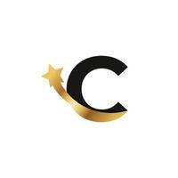 lettera iniziale c stella d'oro logo icona simbolo elemento modello vettore