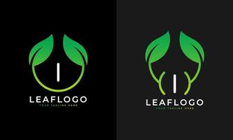 natura verde foglia lettera i logo design. logo monogramma. icona di alfabeto di foglie verdi. utilizzabile per loghi aziendali, scientifici, sanitari, medici e della natura. elemento del modello di progettazione del logo vettoriale piatto. eps10