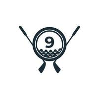 logo sportivo da golf. numero 9 per il modello vettoriale di golf logo design. vettore eps10