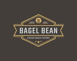etichetta vintage retrò rustica badge lettera b per bagel logo design ispirazione vettore