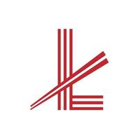 simbolo del logo di vettore di tagliatelle giapponesi della lettera l. adatto per l'ispirazione del logo di ristoranti giapponesi.