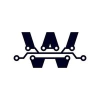 lettera tecnica w logo. forma geometrica del modello di logo vettoriale futuristico. utilizzabile per loghi aziendali e tecnologici.