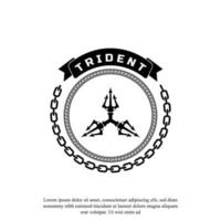 classico tridente vintage nettuno dio poseidone tritone re lancia logo icona modello di progettazione