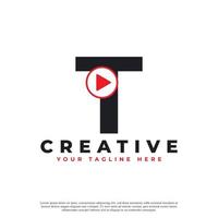 icona della lettera t del gioco moderno creativo. elemento logo musica e video. utilizzabile per loghi aziendali e tecnologici. vettore