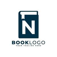 lettera iniziale n libro logo design. utilizzabile per l'istruzione, il business e loghi edilizi. elemento del modello di idee per il design del logo vettoriale piatto
