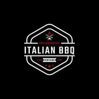 classico vintage retrò etichetta distintivo emblema italiano grill barbecue logo design ispirazione vettore