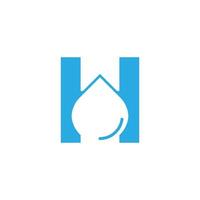 lettera iniziale h logo idro con elemento modello di design icona goccia d'acqua spazio negativo vettore