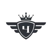 numero 4 royal sport vittoria emblema logo design ispirazione vettore