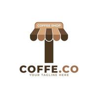 Tempo del caffè. moderna lettera iniziale t coffee shop logo illustrazione vettoriale