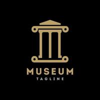 lettera iniziale astratta m con colonna del pilastro dell'edificio ispirazione per il design del logo in stile art linea minimalista vettore