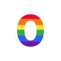 numero 0 colorato in colore arcobaleno logo design ispirazione per il concetto lgbt vettore