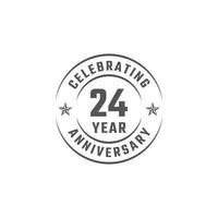 Distintivo dell'emblema della celebrazione dell'anniversario di 24 anni con colore grigio per eventi celebrativi, matrimoni, biglietti di auguri e inviti isolati su sfondo bianco vettore