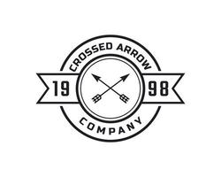 distintivo etichetta vintage retrò classico per frecce incrociate ispirazione per il design del logo del timbro rustico hipster vettore
