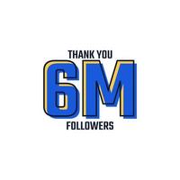 grazie 6 m follower card celebrazione vettore. 6000000 follower congratulazioni post modello di social media. vettore