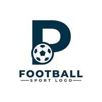 lettera p con disegno del logo del pallone da calcio. elementi del modello di progettazione vettoriale per la squadra sportiva o l'identità aziendale.