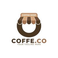 Tempo del caffè. moderna lettera iniziale o coffee shop logo illustrazione vettoriale
