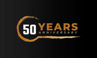Celebrazione dell'anniversario di 50 anni con spazzola circolare di colore dorato. il saluto di buon anniversario celebra l'evento isolato su sfondo nero vettore