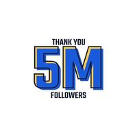 grazie 5 m follower card celebrazione vettore. 5000000 follower congratulazioni post modello di social media. vettore