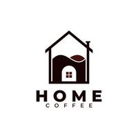 design del logo della caffetteria. casa combinata con l'illustrazione vettoriale dell'icona dell'acqua del caffè
