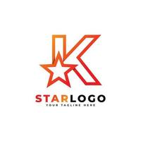 lettera k stella logo stile lineare, colore arancione. utilizzabile per vincitori, premi e loghi premium. vettore