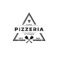 vintage classico emblema distintivo spatola pizza pizzeria logo design ispirazione vettore