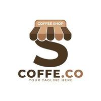 Tempo del caffè. illustrazione vettoriale del logo della caffetteria della moderna lettera iniziale s