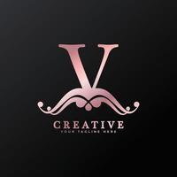 lettera v iniziale del logo di lusso per ristorante, royalty, boutique, caffetteria, hotel, araldico, gioielli, moda e altre illustrazioni vettoriali