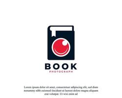 libro fotografia logo combinazione libro e simbolo della fotocamera vettore