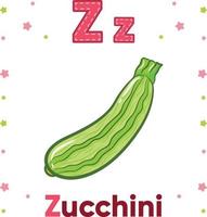 alfabeto flashcard lettera z con simpatico disegno di zucchine vettore