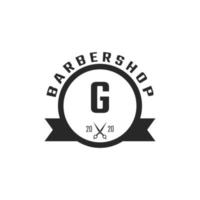 lettera g vintage distintivo del negozio di barbiere e ispirazione per il design del logo vettore