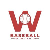 lettera w con logo da baseball. elementi del modello di progettazione vettoriale per la squadra sportiva o l'identità aziendale.