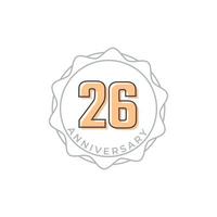 Distintivo di vettore di celebrazione dell'anniversario di 26 anni. il saluto di buon anniversario celebra l'illustrazione di progettazione del modello