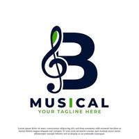 lettera b con elemento di design del logo della nota chiave musicale. utilizzabile per loghi aziendali, musicali, di intrattenimento, discografici e orchestrali vettore