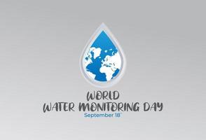 illustrazione design piatto del modello della giornata mondiale del monitoraggio dell'acqua, design adatto per poster, banner, sfondi e biglietti di auguri giornata mondiale del monitoraggio dell'acqua a tema vettore