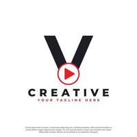 icona della lettera v del gioco moderno creativo. elemento logo musica e video. utilizzabile per loghi aziendali e tecnologici. vettore