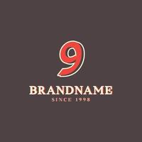 logo numero 9 retrò in stile western vintage con doppio strato. utilizzabile per font vettoriali, etichette, poster ecc vettore