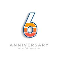 Celebrazione dell'anniversario di 6 anni con batteria icona di ricarica per eventi celebrativi, matrimoni, biglietti di auguri e inviti isolati su sfondo bianco vettore