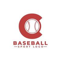 lettera c con logo da baseball. elementi del modello di progettazione vettoriale per la squadra sportiva o l'identità aziendale.