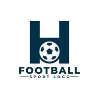 lettera h con design del logo del pallone da calcio. elementi del modello di progettazione vettoriale per la squadra sportiva o l'identità aziendale.