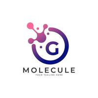 logo medico. elemento del modello di progettazione del logo della molecola della lettera g iniziale. vettore